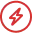 Red circular icon featuring an orange flame symbol in the center.