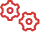 Red abstract logo on a black background.
