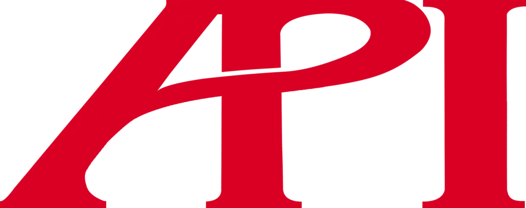 Red stylized API logo on a black background.