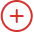 White circular medical cross icon on a red square background.