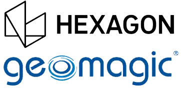 Gray Hexagon logo above the blue Geomagic logo.